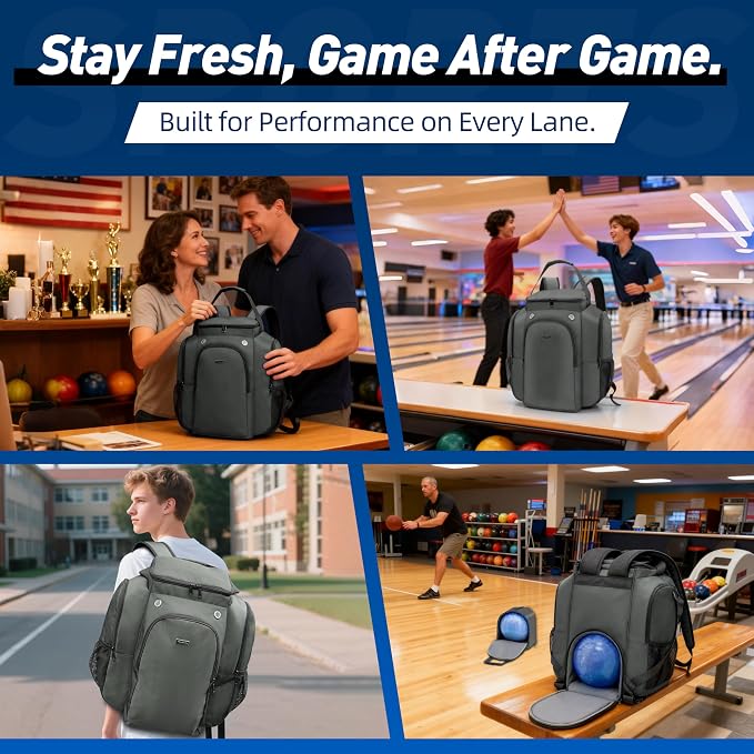 2-Ball Bowling Backpack with Shoe Storage – Heavy Duty Padded Travel Bag