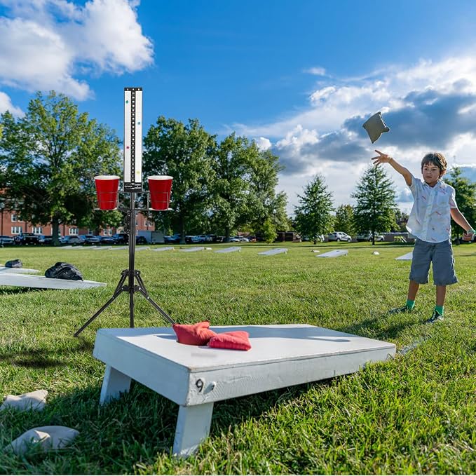 Cornhole Scoreboard 2 Sets, Metal Magnetic Cornhole Score Keeper with Drink Holder, Easy to Assemble, Score Tracking, Perfect Score Tracking Accessory for Outdoor and Patio Games