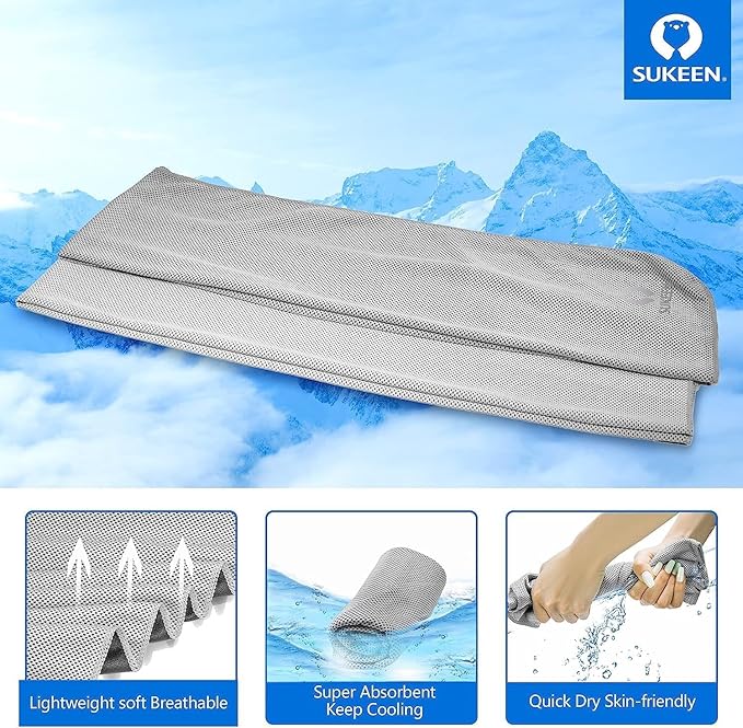 Sukeen 8 Pack Cooling Towels (40"x12"), Ice Towels for Hot Weather, Cooling Towels for Neck and Face, Soft Breathable Sweat Towel for Gym, Sport, Yoga, Golf, Workout, Camping, Running