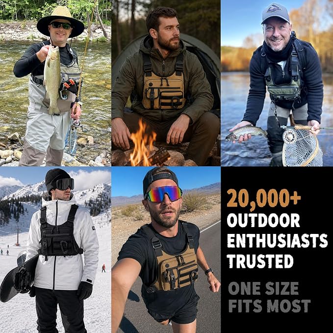 Muserise Outdoor Chest Bag For Men and Women, Tactical Vest For Running, Cycling, EDC Chest Pack Rig For Sports and Workouts