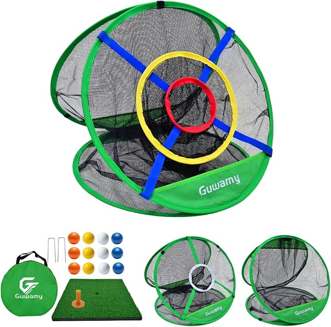Pop Up 3-in-1 Golf Chipping Net – Circular Design for Relaxed Training, 3 Modes for Precision & Distance, Ideal Indoor/Outdoor Practice Kit, Golfer Gift