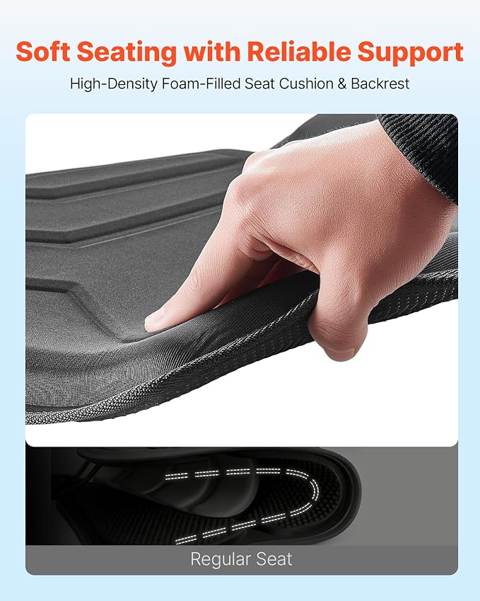 VEVOR Kayak Seat, Universal Paddle Board Seat with Adjustable Back Support, Multiple Thickness Options (0.5” to 2.6”), Soft Padded Cushion & Storage Bag for SUP, Canoe, Fishing Boat, Inflatable Kayak