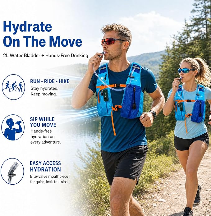 Cooling Vest for Men Women, Hydration Vest for Running Hiking | 2L Water Bladder，3 Cold Source