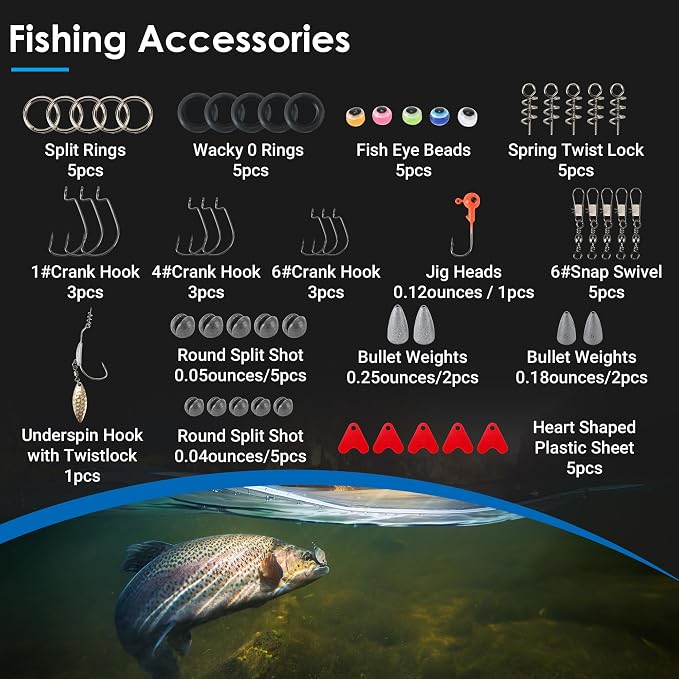 Fishing Lures Tackle Box Bass Kit,Saltwater & Freshwater Baits Set | 1.Bionic Swimbait and spinnerbaits 2.Suitable for beginners and gifts for kids 3.experiment with different techniques