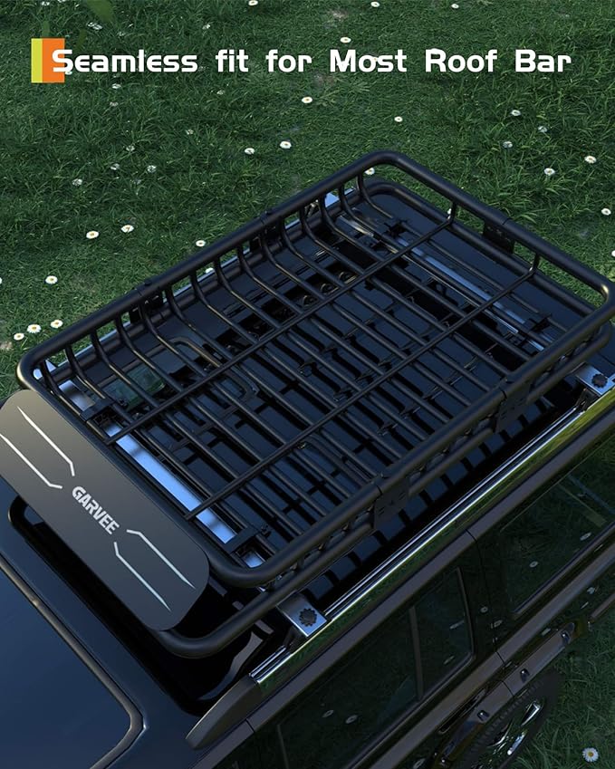 GarveeLife 64 in x 39 in Universal Roof Rack Carrier Basket, 200 LBS Capacity Car Cargo Rack with Extension Luggage Holder Basket Heavy Duty for SUVs, Trucks, Vehicles