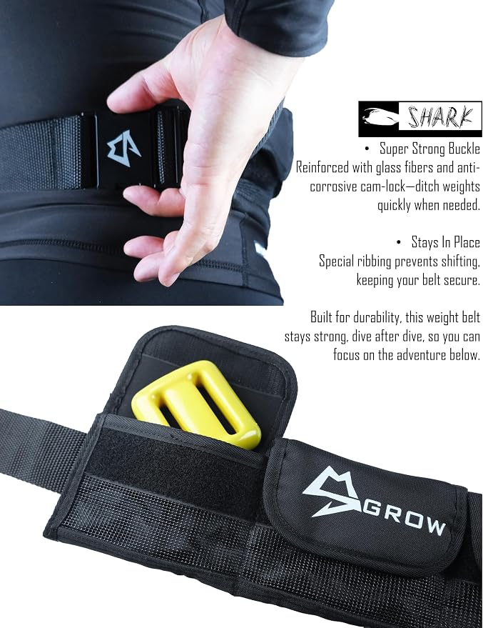 Scuba weight belt with 4 coated diving weights (Maximum 4.4lb/2kg for this set), quick release buckle & comfortable fit diving pocket weight belt,weight pouch belt fit for waist 32" to 52"