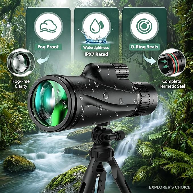 Monocular-Telescope 80x100 High Powered Monoculars High Definition for Adults High Powered with Smartphone Adapter Telescope Bird Watching Travel Camping Hiking