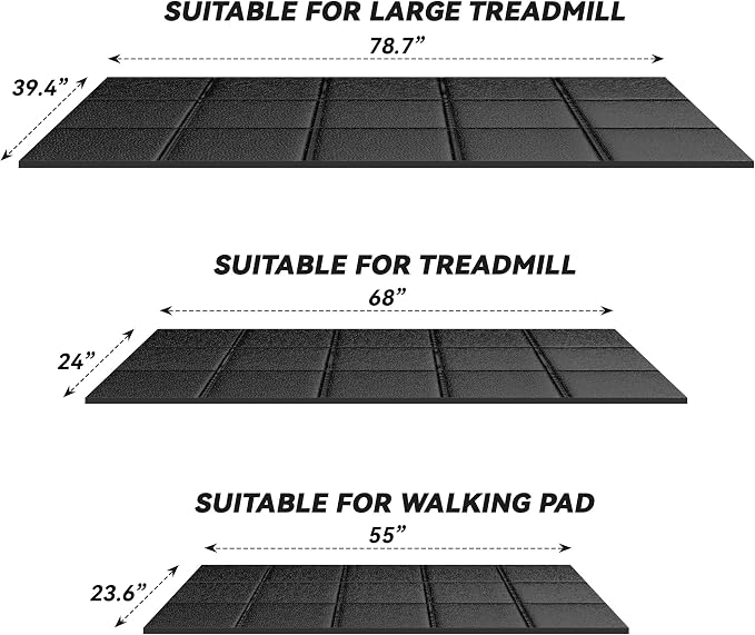 Treadmill Mat for Carpet &Hardwood Floors, 79" × 39.4" 0.16" Thick High Density, Non-Slip Fitness Equipment Mat, Mat for Under Treadmills, Elliptical, Exercise Bikes, Stationary Cycles