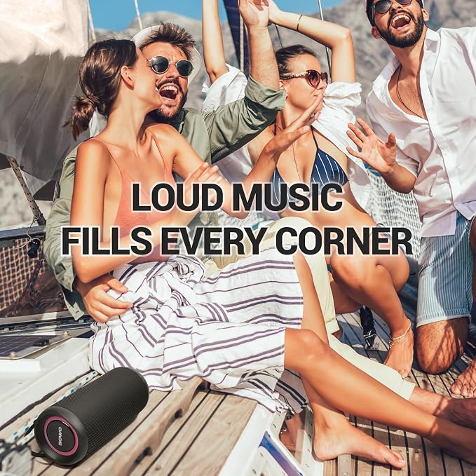 Wireless Waterproof Bluetooth Speaker - Portable Speaker Loud with Built-in Subwoofer and Tweeter, Extra Bass, Stereo Sound, IP67, Colorful Lights for Party, Outdoor, Camping - Black | Extra Bass, Stereo Sound, IP67 Waterproof and Dustproof, Colorful L...