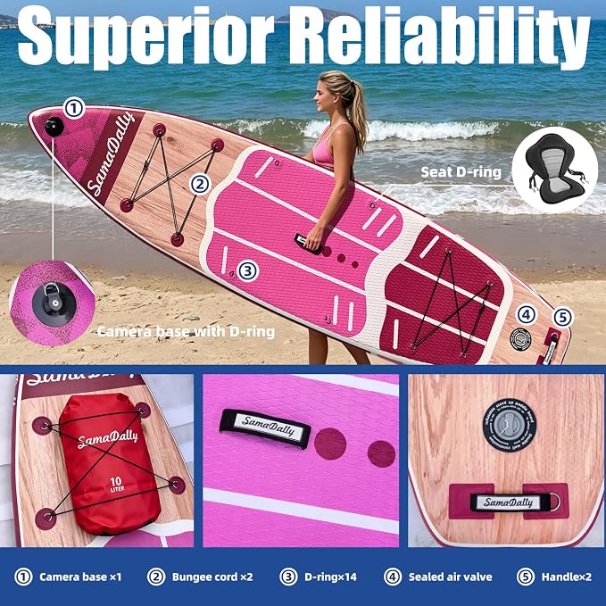 Inflatable Stand Up Paddle Board - Ultra Stable Wide Paddle Boards of All Skill Levels, Full-Color Gradient Design, Anti-Slip EVA Deck with Premium Accessories