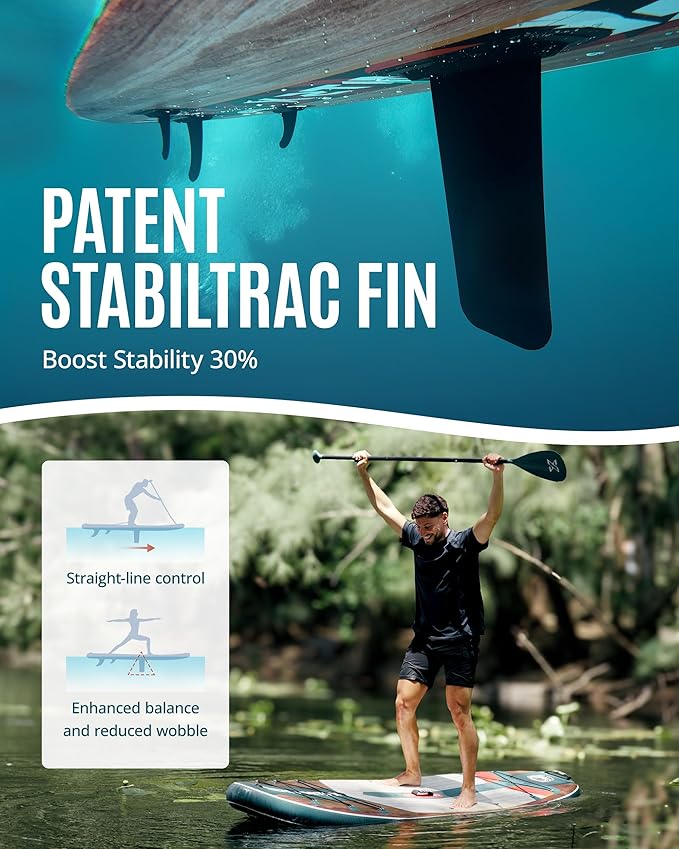 ZLX Inflatable Stand Up Paddle Board, 10'6" SUP Non-Slip Stable Deck Pad, Unique Center Fin, Premium Accessories, Paddleboard for Adults, Beginners, All Skill Levels