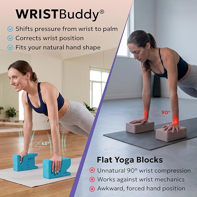 WRISTBuddy® Yoga Blocks 2-Pack (Left + Right) — Ergonomic, Hand-Shaped EVA Blocks for Wrist Relief & Better Grip | Doctor-Designed Support for Yoga, Pilates, Handstands, Push-Ups & Rehab