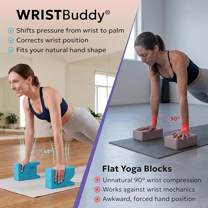 WRISTBuddy® Yoga Blocks 2-Pack (Left + Right) — Ergonomic, Hand-Shaped EVA Blocks for Wrist Relief & Better Grip | Doctor-Designed Support for Yoga, Pilates, Handstands, Push-Ups & Rehab