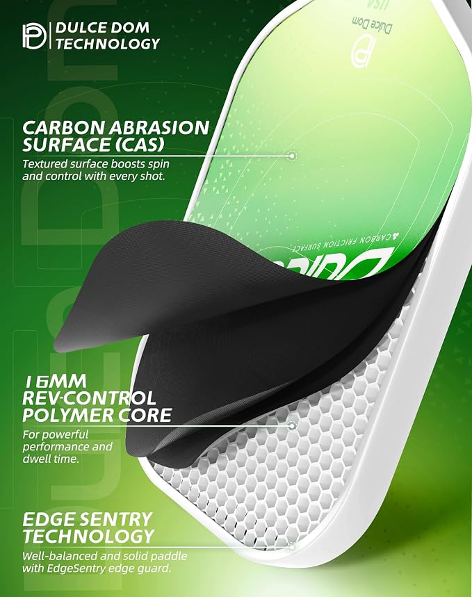 Dulce DOM Pickleball Paddles Set of 2/4 - USAPA Approved, 4 Indoor Outdoor Pickleball Balls, Fiberglass Surface Paddle Racket with Cover Bag, Ideal Training Equipment Gift for Men & Women