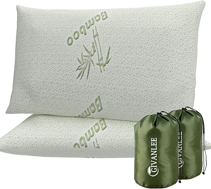 Camping Pillow for Sleeping 2 Pack,Filled in Shredded Memory Foam,Portable with Storage Bag,Soft Cover,Small Pillow for Travle,Camp,Backpacking,Hiking Gear&Accessories