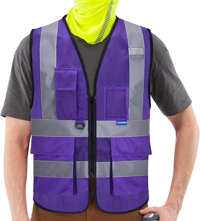 A-SAFETY XSmall Purple High Visibility Mesh Safety Reflective Vest for Men Women (Purple Mesh XS)