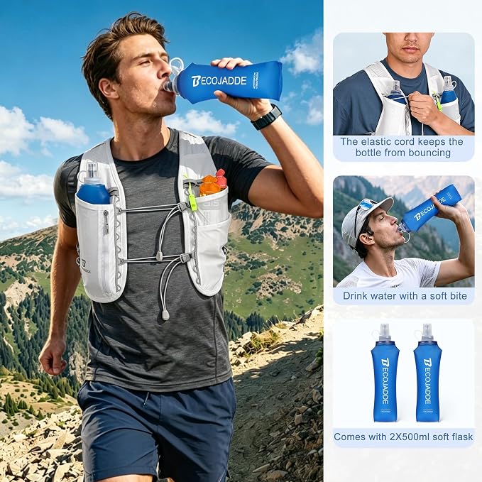 BECOJADDE 5L Running Vest for Women, Hydration Backpack Lightweight & Breathable for Trail Running, Marathon, Hiking, Cycling