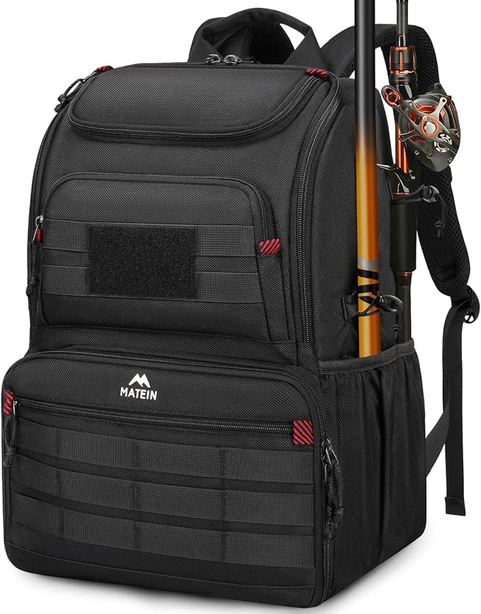 MATEIN Womens Fishing Sling Bag with Lure Rod Holder & Phone Pouch, Fishing Backpack Tackle Box