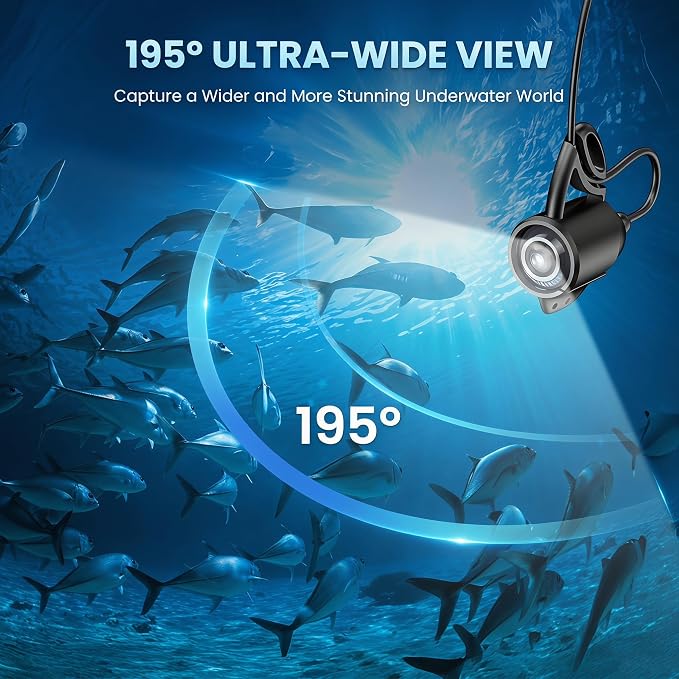 Eyoyo Underwater Fishing Camera with 4.3" LCD Monitor | 65ft Cable, 8 IR Night Vision Lights, 195° Wide Angle Lens, 5000mAh Battery, for Ice, Lake, Boat & Kayak Fishing