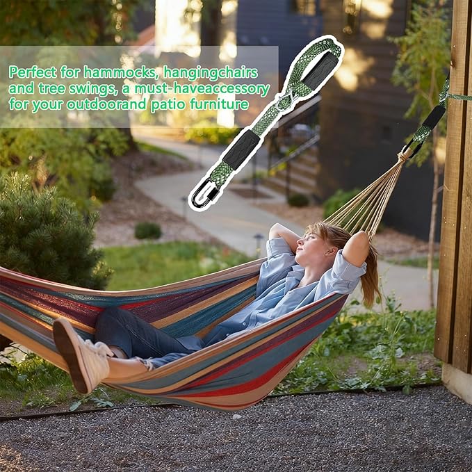2-Pack 3.33ft Tree Swing Hanging Straps, 800 LB Capacity Adjustable Nylon Heavy Duty Swing Ropes with Safer Lock Snap Carabiner for Hammock, Swing, Outdoor Camping and Aerial Yoga