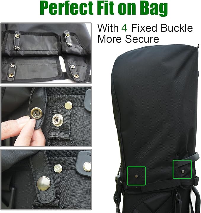 Golf Bag Rain Cover Hood with Snap Button, Universal 1680D Nylon Waterproof Material Dustproof Club Protector