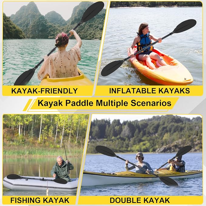 Kayak Paddle for Adults,70 to 95in Paddle Board Paddles Telescopic Frosted Pipe Shaft Kayaking Boating Canoeing with 1 Free Paddle Leash Double Oar Float Paddle Sturdy Durable