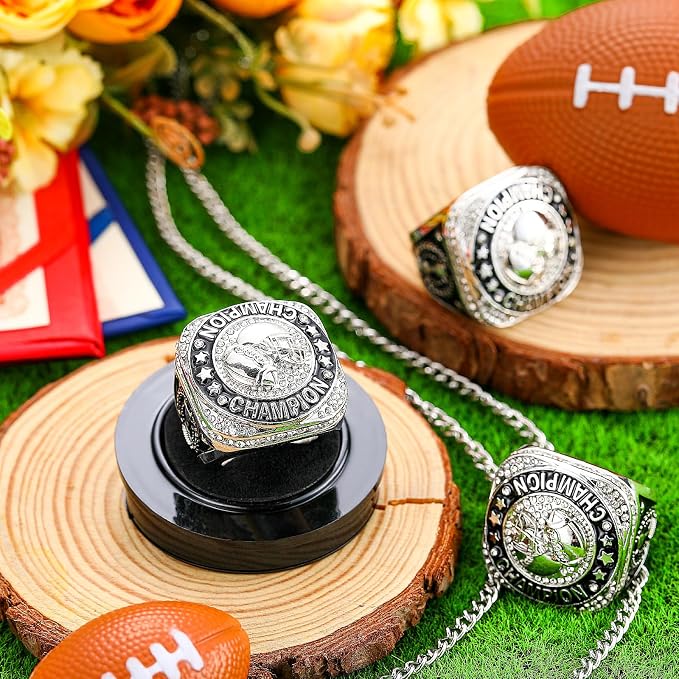 Highergo 10 Pcs Basketball Softball Baseball MVP Dancer Champion Trophy Ring with Display Stand Star Football Soccer Volleyball Golf Cheerleading Bowling Track Field