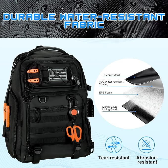 50L Fishing Tackle Backpack with Removable Lure Wraps,Include (4) 3600 Tackle Boxes, 2 Rod Holders Storage Fishing Gear and Equipment
