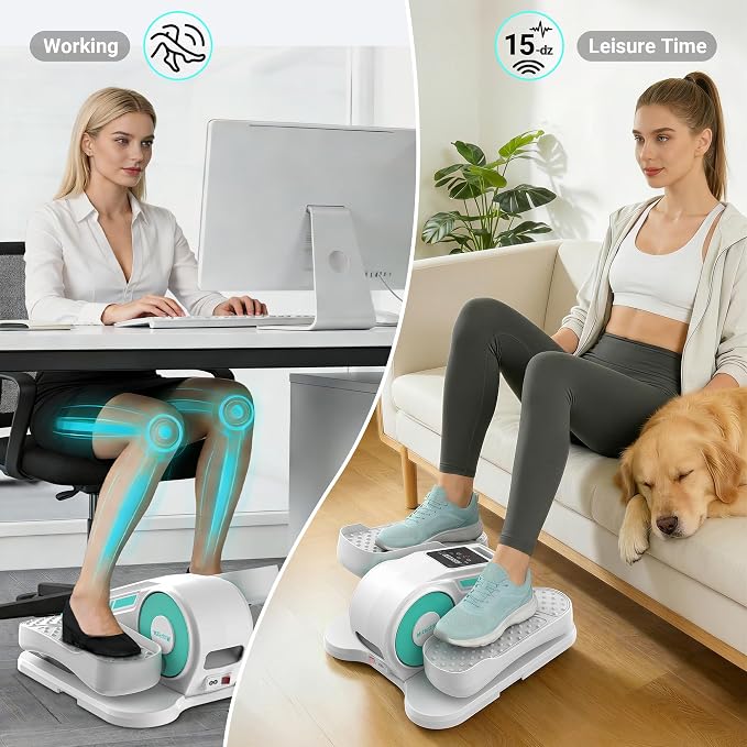 Under Desk Elliptical Machine - Electric Seated Pedal Exerciser, Motorized Leg Exerciser for Seniors Home Office, 12 Adjustable Speeds Whisper Quiet Portable