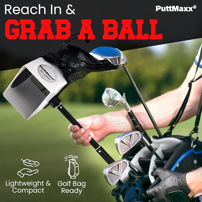 Golf Putting Trainer and Ball Retriever with Target Cup, Telescopic Handle, Ball Collection Bag, Practice Putting and Chipping Aid for Home and Green