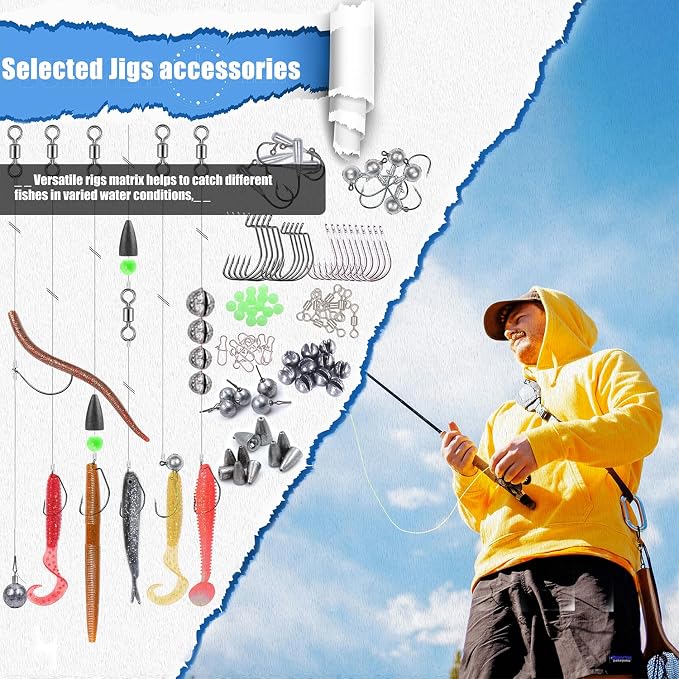 EXAURAFELIS Fishing Gear Fishing Lures All-in-one Tackle Box Minnow Crankbait Spinnerbaits VIB Jigs Hooks Paddle swimbaits Frog Lure Spoon Sinking Lure for Bass Trout Walleye Redfish