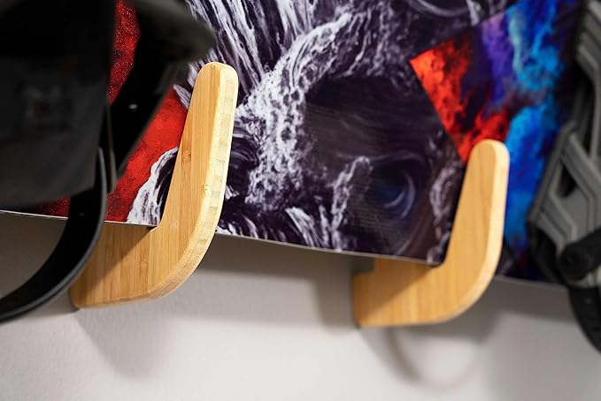 Grassracks Bamboo or Birch Wood Skateboard and Snowboard Storage Rack for Decks Only (No Trucks or Bindings) - The Lana`I Series (Between 1-5 Decks)