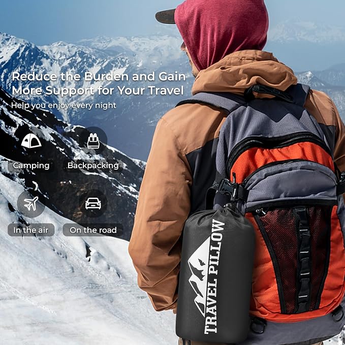 Travel Pillow Memory Foam Pillows, Dark Grey M Size, Green M Size, Ideal Backpacking Hiking, Bed Pillows, Airplane and Car