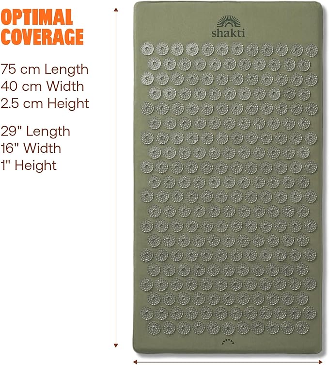 ShaktiMat Acupressure Mat for Relaxation, Massage Muscles, Aid Sleep & Unlock Inner Tension, Similar to Acupuncture, No Needles Required (Premium, Level 1, Tulsi)