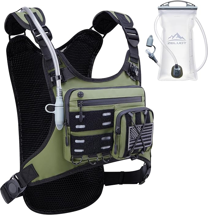 Zelvot Running Vest with 2L Water Bladder, Hydration Backpack, U.S. Design Patent, Lightweight Hydration Pack with Gear Holder, Reflective Chest Pack for Men Women for Marathon