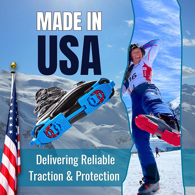 Skiskootys Ski Boot Bottom Protector with Claws - Ski Boot Traction Cleats | Foldable Slip-Resistant Tool for Walking on Ice & Snow - Adjustable Skiing Accessories - USA Made