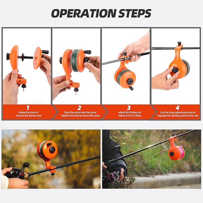 RUNCL Fishing Line Spooler – Portable Winder & Reel Spooling Tool for Casting and Spinning Reels, Prevents Line Twist, Non-Slip Handle with Built-in Scissors, Fishing Accessories for Anglers