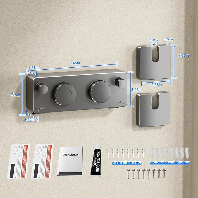 MUSTORN Retractable Twin Clothesline Indoor, Non-Sagging Outdoor Clothes Line Retracting Heavy Duty Clothes Drying Laundry Line Wall Mounted Stainless Steel Line-13.8Feets(Double Line-Gray)