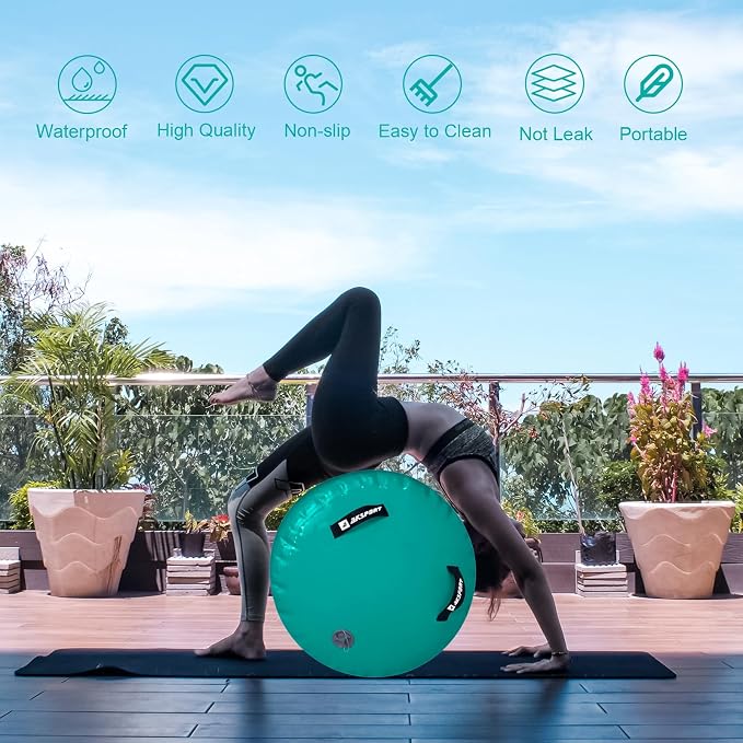 AKSPORT Air Roller Gymnastics Air Barrel for Backbends and Back Handsprings Exercise Training with Electric Air Pump for Home Use/Yoga/Cheerleading/Tumbling/Back Walkovers