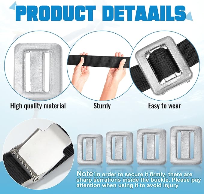 Tellegloww 4 Pcs Dive Weights for Scuba with 1 Pcs Scuba Diving Weight Belt Set Scuba Weights Nylon Long Scuba Weight Belt with Metal Quick Release Buckle for Summer Free Diving Spearfishing