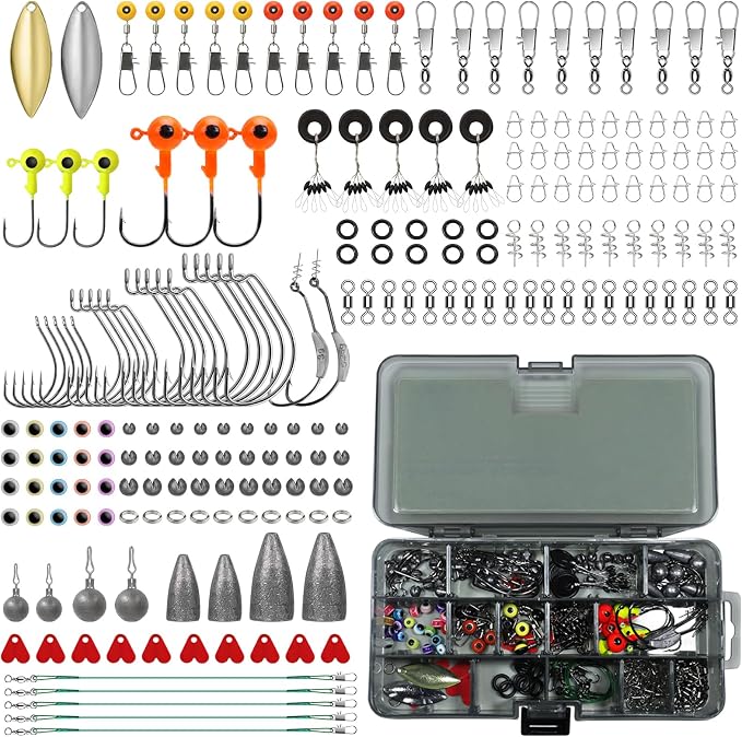 GOTOUR 128/209/240/265pcs Fishing Lures Kit with Tackle Box, All-in-1 Fishing Accessories Gear Set with Soft Lure, Minnow, Crankbait, Hooks, Sinkers, and Terminal Tackle Kit, Fishing Gifts for Men
