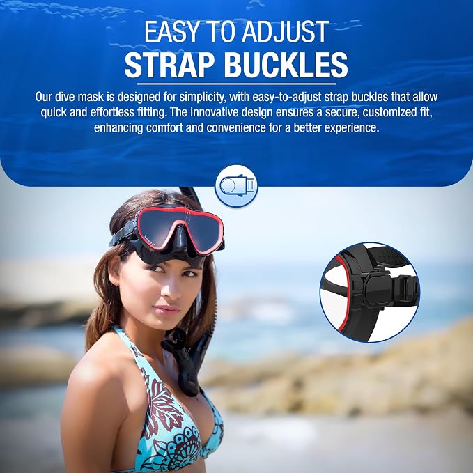 Kraken Aquatics Scuba Diving Mask - Tempered Single Lens Glass Anti-Fog Snorkel Mask for Adults with Leak-Proof Silicone Skirt, Snorkeling Gear, Freediving, Spearfishing Diving Masks - Dive Mask
