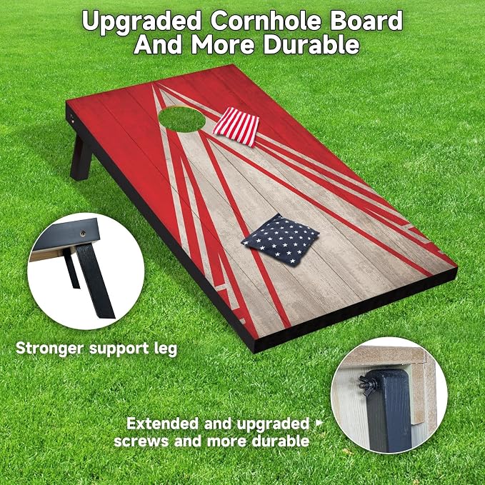 Cornhole Board Set 4x2 Regulation Size Cornhole Set with Carrying Bags & 8 Bean Bags Corn Hole Boards Bean Toss Game for Adults Family Outdoor Lawn Outside Backyard Games