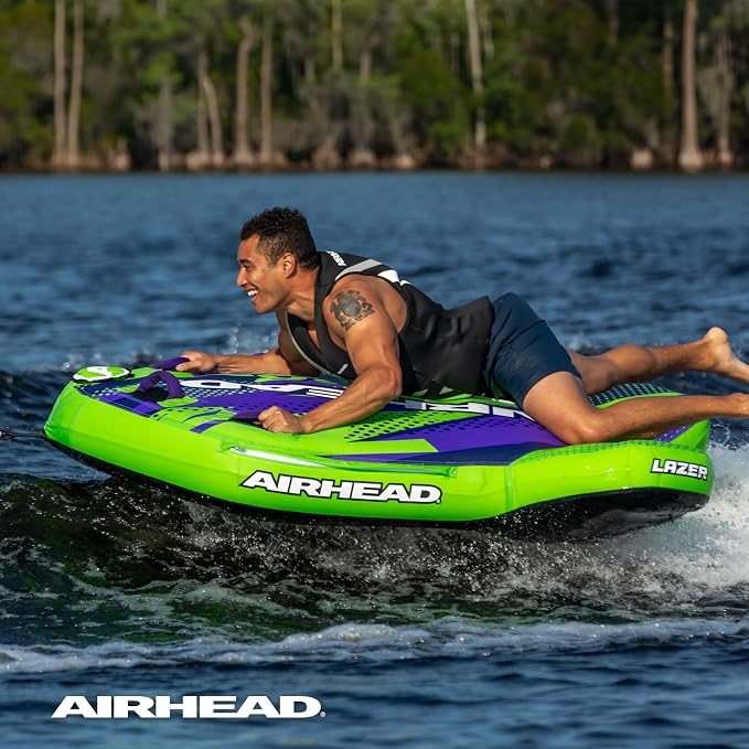 Airhead Slice Towable 2-4 Rider Models, Tube for Boating and Water Sports, Heavy Duty Full Nylon Cover with Zipper, EVA Foam Pads, and Patented Speed Safety Valve for Easy Inflating & Deflating