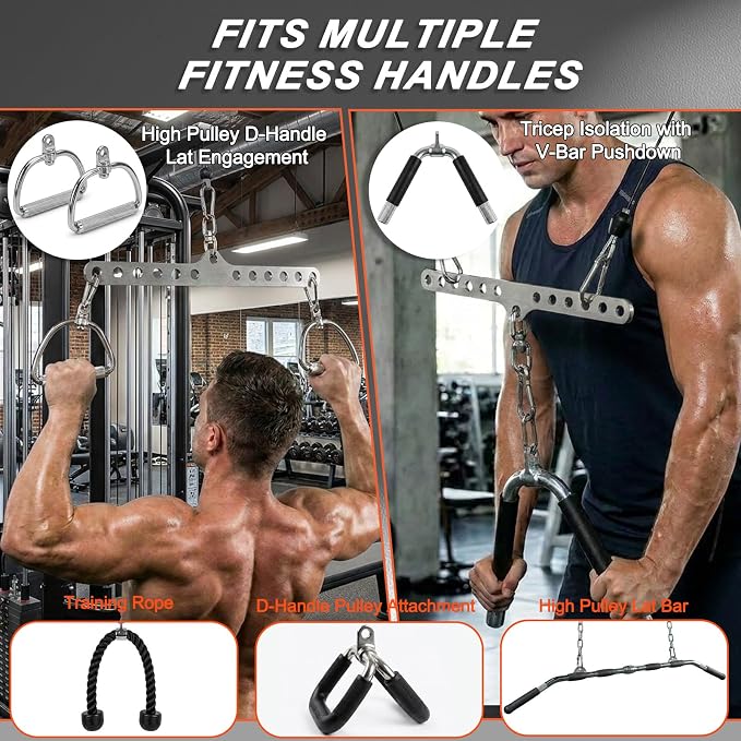 Double to Single Adaptor Plate for Cable Pulley Machines Durable Solid Stainless Steel with 3 Carabiners Suitable for Dual Cable Machines LAT Pulldown, Shoulder & Biceps Exercises