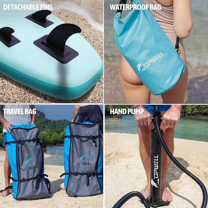 UPWELL 11’6”/11'2”/11'/10'8”/10'6”/10'2” Inflatable Stand Up Paddle Board with sup Accessories Including Backpack, Repairing Kits, Non-Slip Deck, Leash, 3 Fins, Paddle and Hand Pump