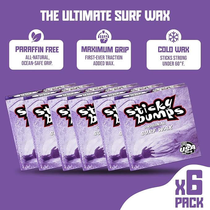 Sticky Bumps Original Surf Wax Cold | Long-Lasting Surfboard Wax | Great Bump Building for Surfing | Non-Toxic, Nature-Safe | for Cold Water Temps 60°F/15°C and Below