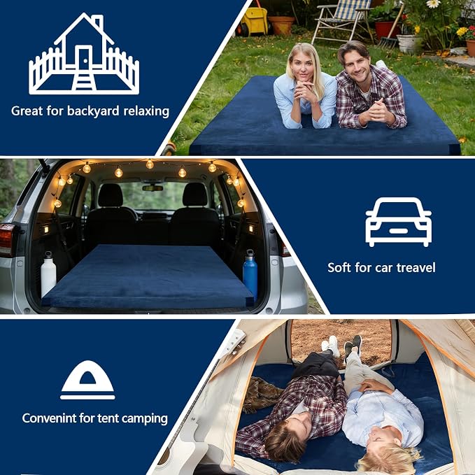 CYMULA Memory Foam Camping Mattress Pad, CertiPUR-US Sleeping Mat, Portable Roll Up Mattress for Adults, Camping Bed Pads for Sleepover, Car Bed with Travel Bag