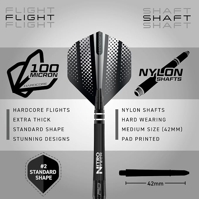 RED DRAGON Razor Edge Black Professional Darts Set - 85% Tungsten Darts with Flights & Shafts - Available in Soft Tip 18g Barrel/20g Full Weight and Steel Tip 20g - 28g