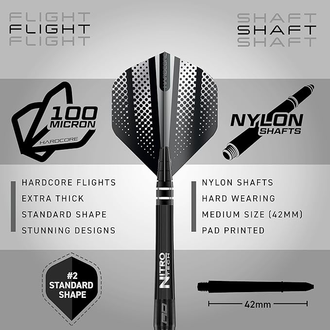 RED DRAGON Razor Edge Black Professional Darts Set - 85% Tungsten Darts with Flights & Shafts - Available in Soft Tip 18g Barrel/20g Full Weight and Steel Tip 20g - 28g